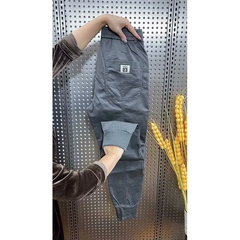 Autumn and Winter Men's Trendy Brand Fleece-Lined Casual Pants, Slim Fit Versatile Thickened Jogger Pants, Luxury High-End Warm Harem Pants