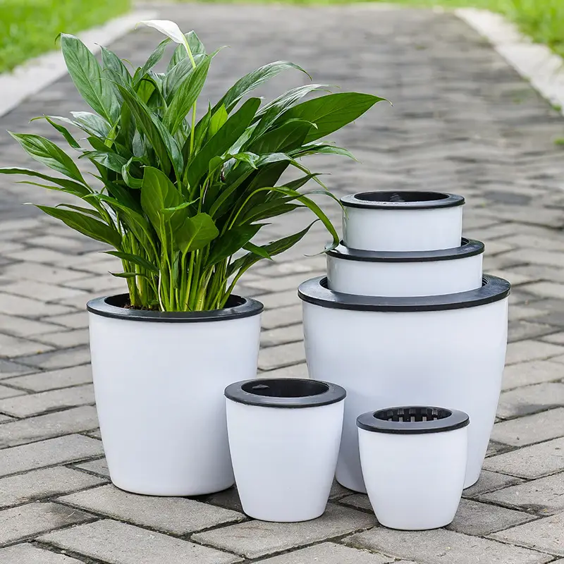 Self-Watering Flower Pot for Lazy People, Automatic Water-Absorbing Pot for Green Plants, Hydroponic Plant Pot, No Need to Water, Plastic Imitation Ceramic Self-Absorbing Pot