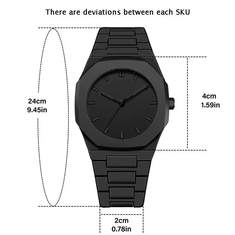 2026 Men's Watch, Light Luxury, High-End, Simple and Fashionable Quartz Watch, Black Large Dial Set, Pointer Type — feature 1