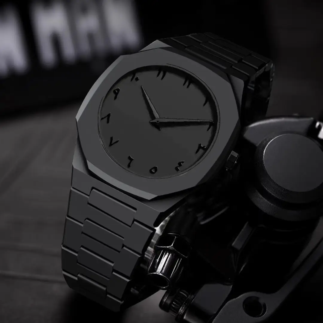 2026 Men's Watch, Light Luxury, High-End, Simple and Fashionable Quartz Watch, Black Large Dial Set, Pointer Type — feature 5
