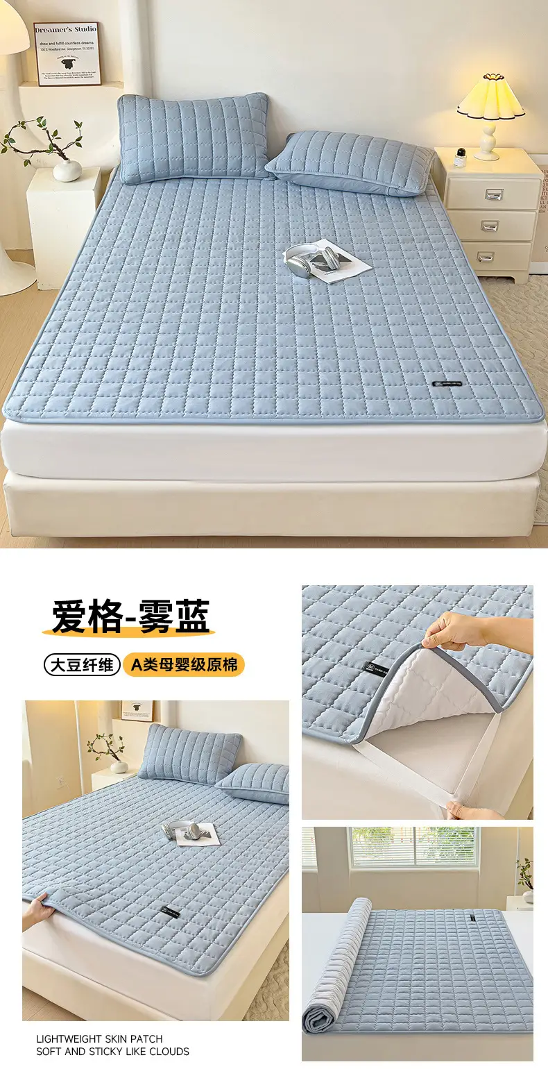 Cross-Border Waterproof Mattress Pad, Four-Season Bed Protector, Quilted Cotton Bed Sheet, Non-Slip Protective Pad, Bed Cover, Foreign Trade Wholesale — feature 24