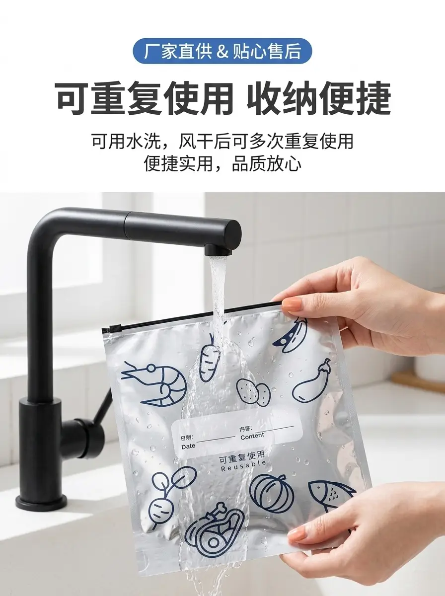 Thickened Food-Grade Preservation Bags for Refrigerator Storage, Zippered Aluminum Foil Sealing Bags for Freezing and Portioning Meat — feature 8