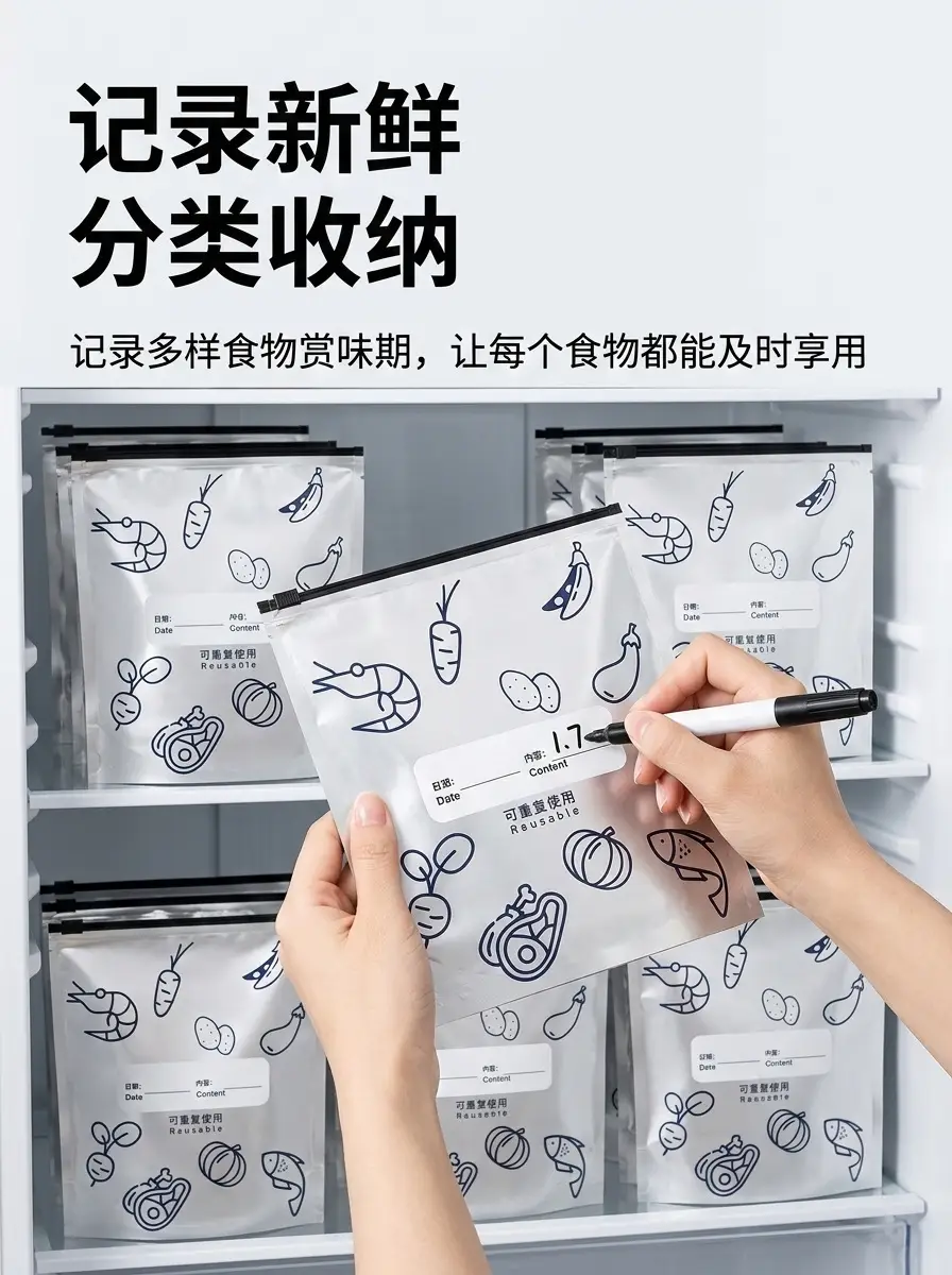 Thickened Food-Grade Preservation Bags for Refrigerator Storage, Zippered Aluminum Foil Sealing Bags for Freezing and Portioning Meat — feature 9