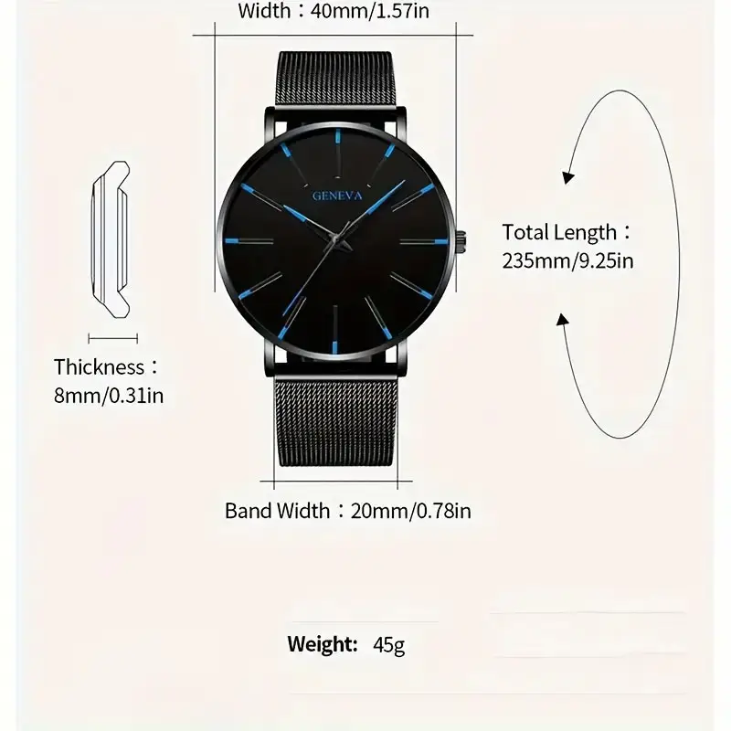 Foreign Trade E-Commerce Hot-Selling Quartz Watch with Alloy Mesh Strap, Casual and Fashionable Men's Watch, Business Men's Wristwatch Wholesale — feature 5
