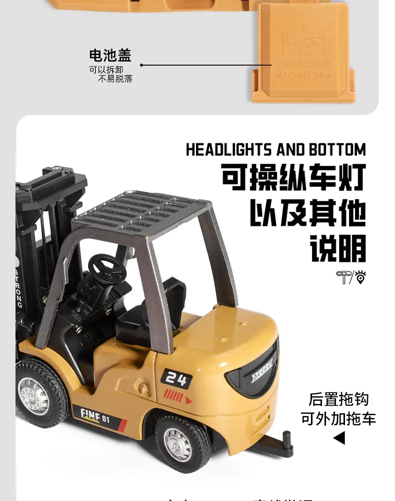 Cross-Border 1:64 Mini Alloy Forklift Remote Control Engineering Vehicle Model Toy with Adjustable Speed and Lift Function, Gift for Boys — feature 6