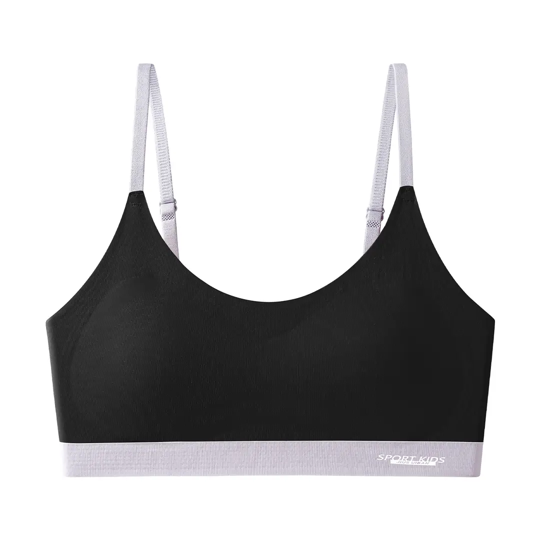 Developmental Girls' Underwear with Fixed Cups, Girls' Sports Vests, Shock-Proof, Seamless, Anti-Translucent Bras for Middle and High School Students