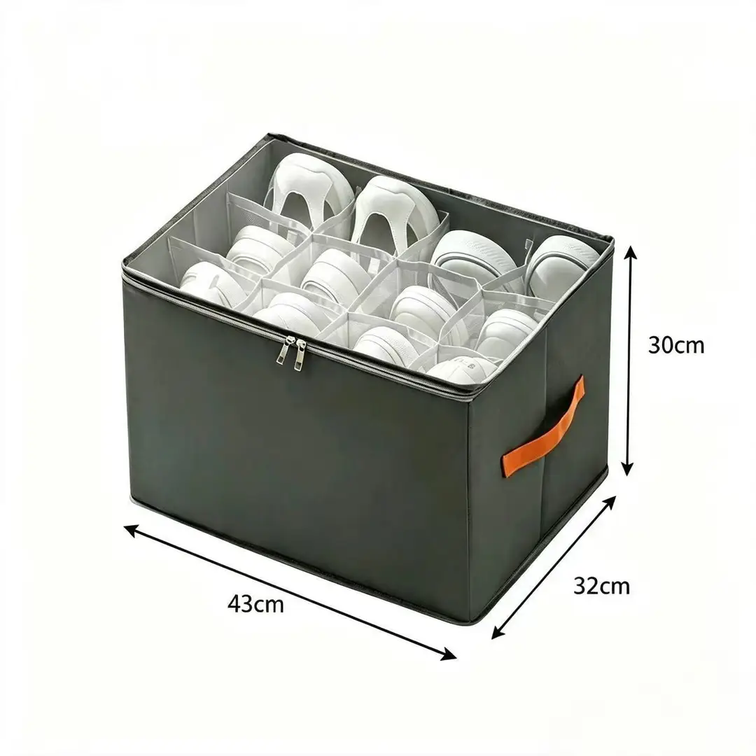 New Oxford Cloth Shoe Storage Box, Foldable Zipper Compartment Organizer, Dust-Proof Storage Helper for Home Bedroom — feature 5