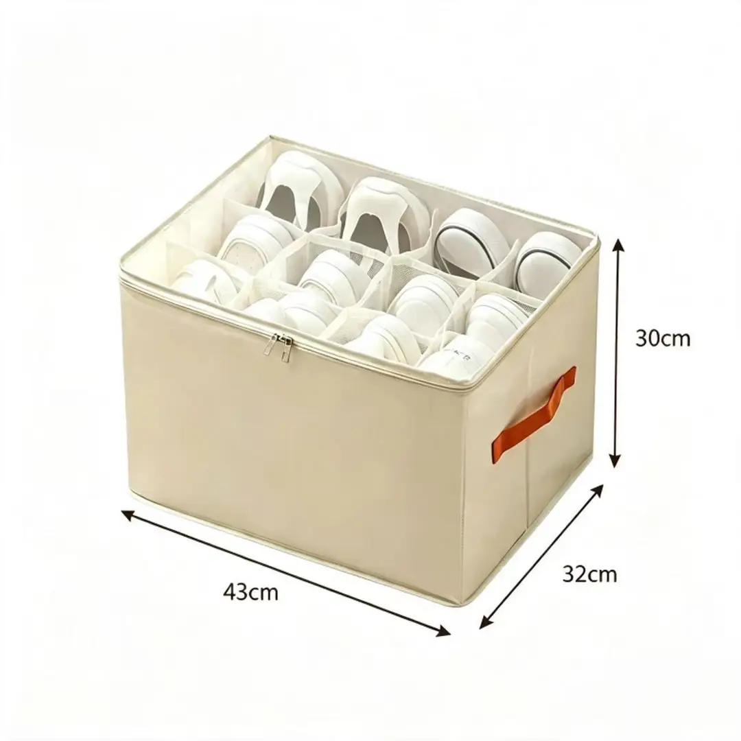 New Oxford Cloth Shoe Storage Box, Foldable Zipper Compartment Organizer, Dust-Proof Storage Helper for Home Bedroom — feature 6
