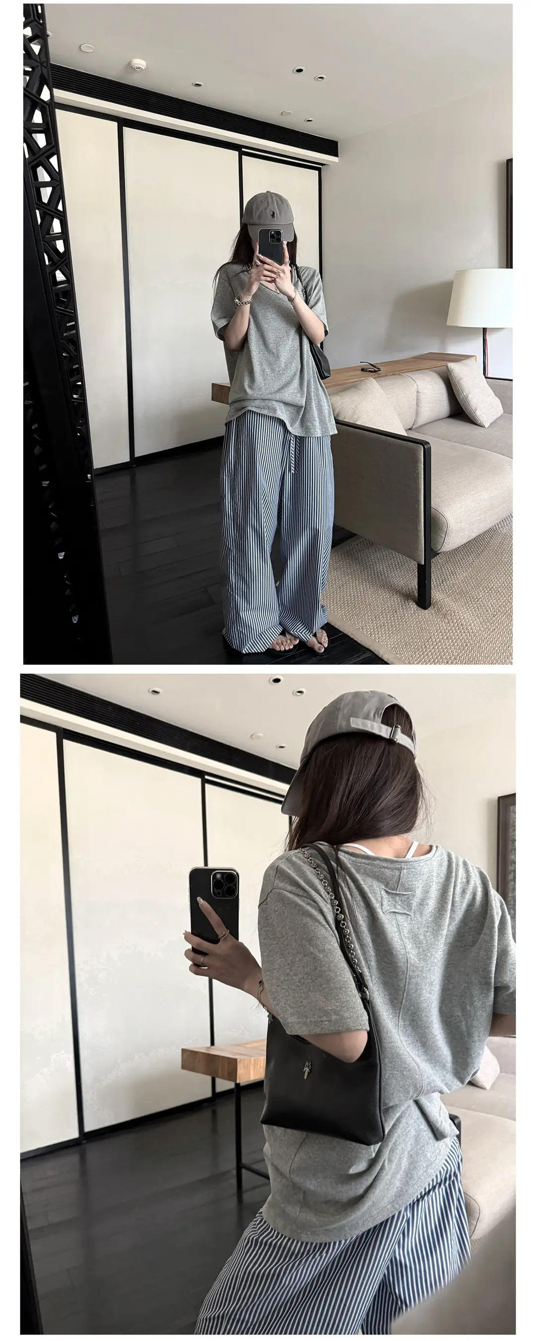 Superniniyy Mint & Relaxed Snowflake Texture Rolled-Edge V-Neck Short-Sleeve Loose Lazy T-Shirt # 3500J — feature 13