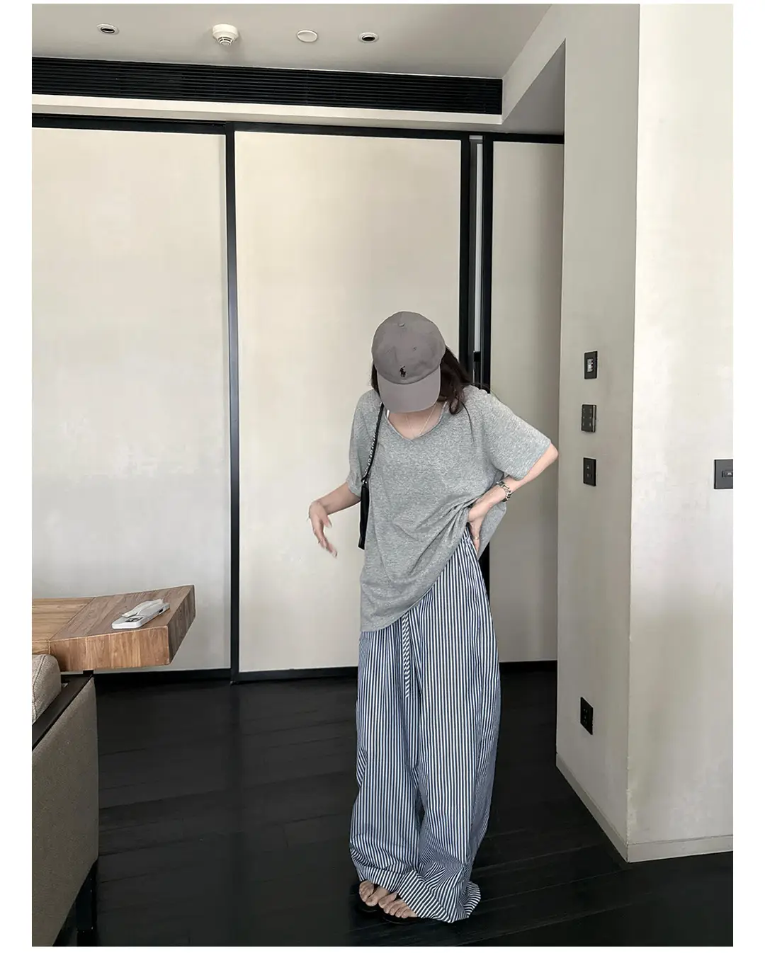 Superniniyy Mint & Relaxed Snowflake Texture Rolled-Edge V-Neck Short-Sleeve Loose Lazy T-Shirt # 3500J — feature 14
