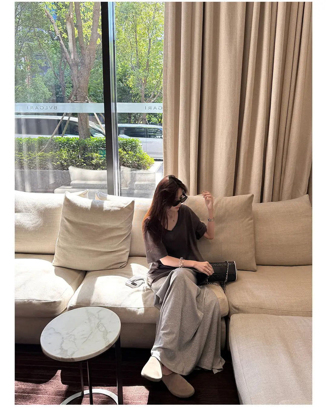 Superniniyy Mint & Relaxed Snowflake Texture Rolled-Edge V-Neck Short-Sleeve Loose Lazy T-Shirt # 3500J — feature 33