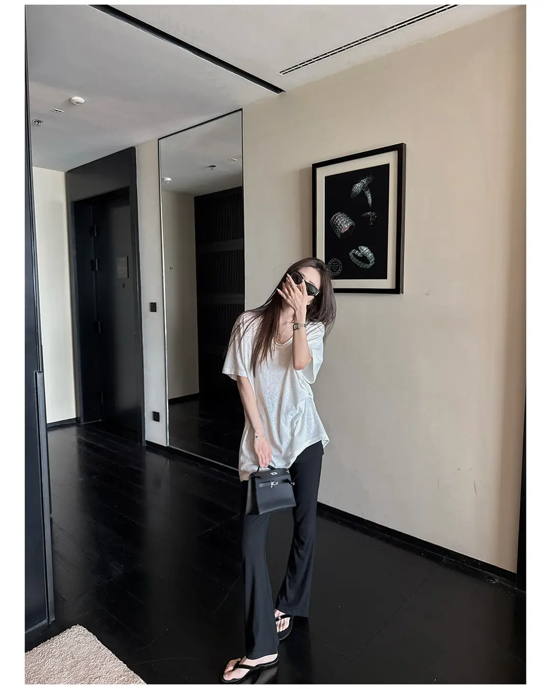Superniniyy Mint & Relaxed Snowflake Texture Rolled-Edge V-Neck Short-Sleeve Loose Lazy T-Shirt # 3500J — feature 9