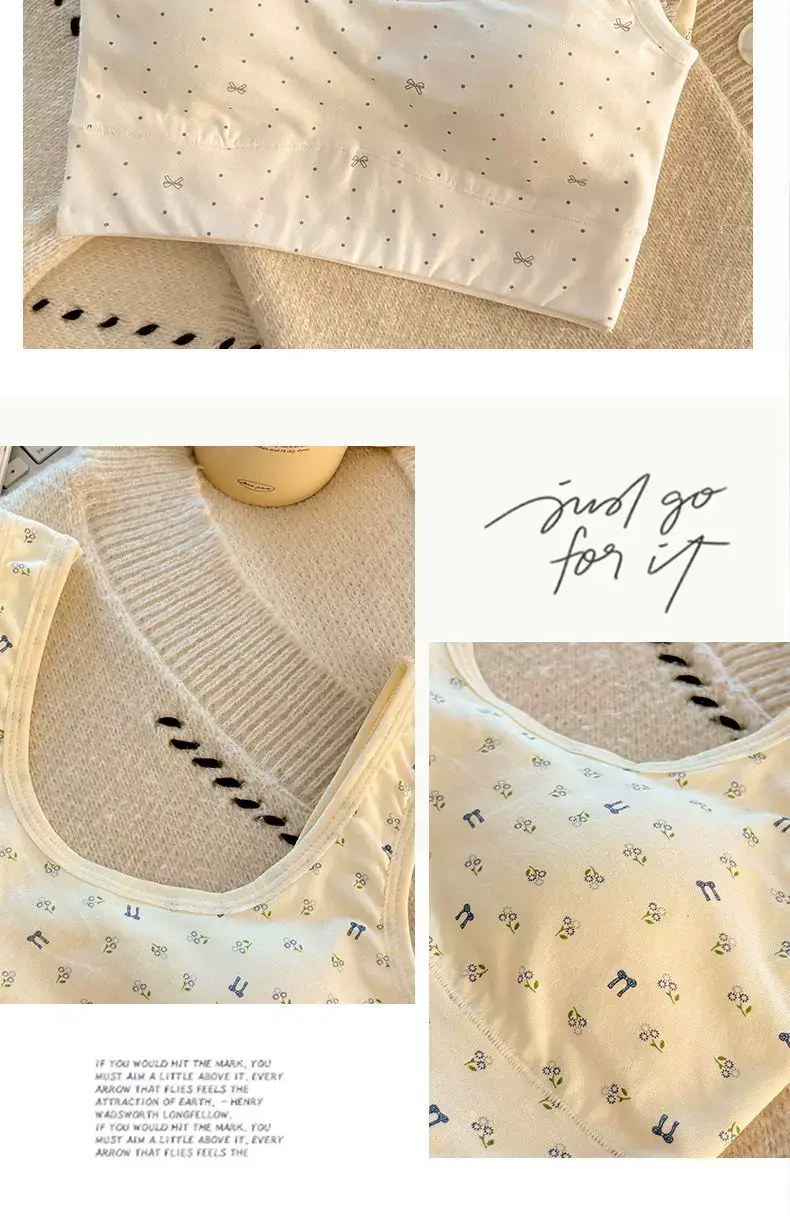 Pure Cotton Sports Bra for Girls in Their Developmental Period, Shock-Proof, Seamless, Fixed Cup, No Steel Ring, Breathable Vest-Style Bra for Young Girls — feature 26