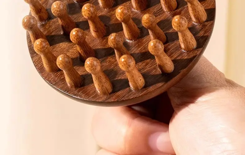 Sandalwood Round Comb with 28 Teeth for Scalp Massage, Hair Therapy, and Full-Body Meridian Massage — feature 20