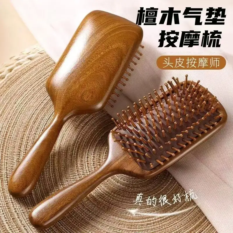 Sandalwood Round Comb with 28 Teeth for Scalp Massage, Hair Therapy, and Full-Body Meridian Massage