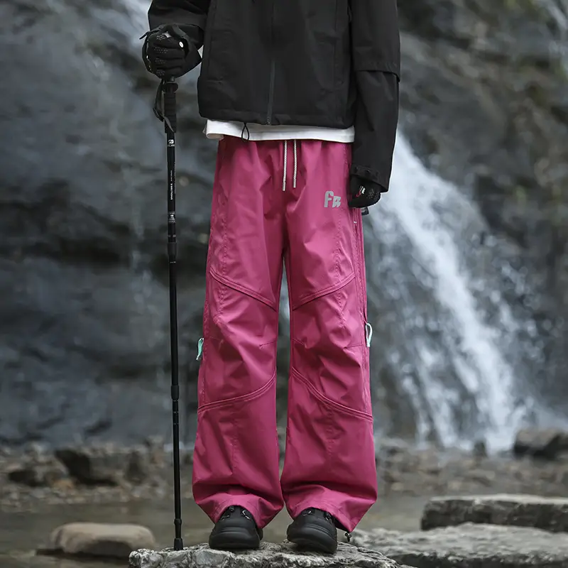Autumn and Winter Fleece-Lined Waterproof Pants for Men, Trendy Brand Loose Straight-Leg Work Pants, Thick Casual Pants for Men