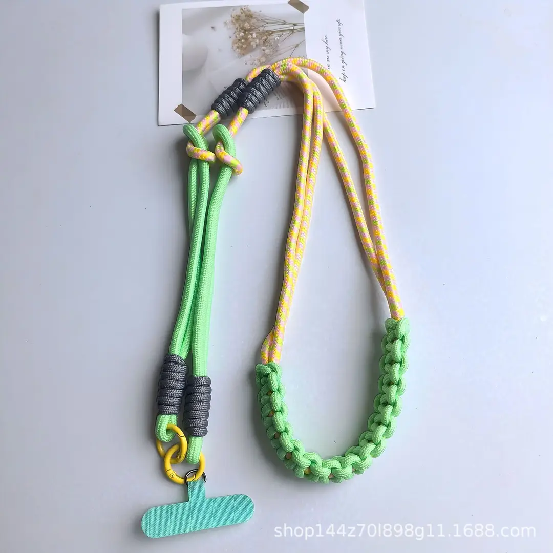 Cross-Border Color-Blocked Long Phone Lanyard, Woven Long Strap for Hanging Around the Neck, Crossbody Wearable Phone Strap, Shoulder Bag Strap, Durable and Stylish