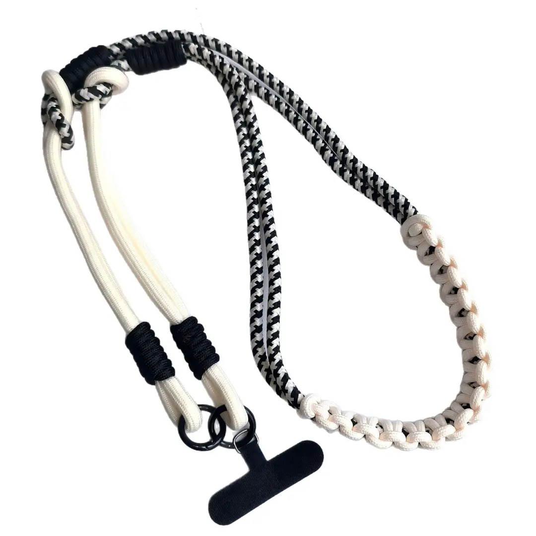 Cross-Border Color-Blocked Long Phone Lanyard, Woven Long Strap for Hanging Around the Neck, Crossbody Wearable Phone Strap, Shoulder Bag Strap, Durable and Stylish