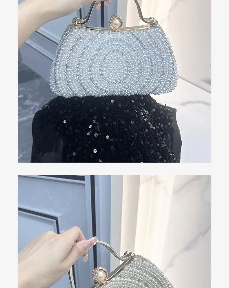 New European and American Style Women's Banquet Dress, Diamond-Encrusted Handbag, Pearl Evening Bag, Shoulder Crossbody Bag, Clutch Bag, Wallet — feature 4