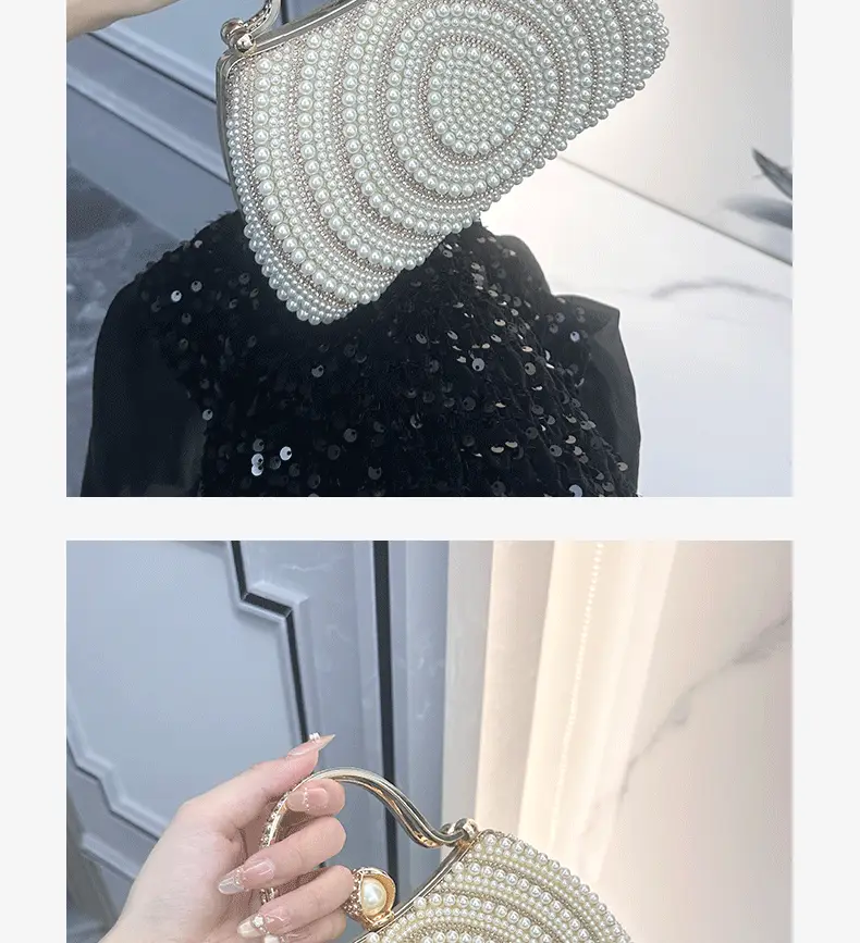New European and American Style Women's Banquet Dress, Diamond-Encrusted Handbag, Pearl Evening Bag, Shoulder Crossbody Bag, Clutch Bag, Wallet — feature 5