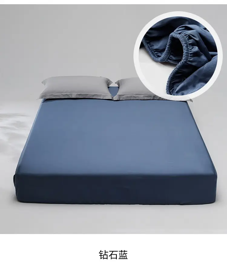 100 High-Thread-Count Long-Staple Cotton Fitted Sheet, Single Piece, Solid Color, Satin Pure Cotton Bed Cover, Three or Four Piece Set, Mattress Protector — feature 39