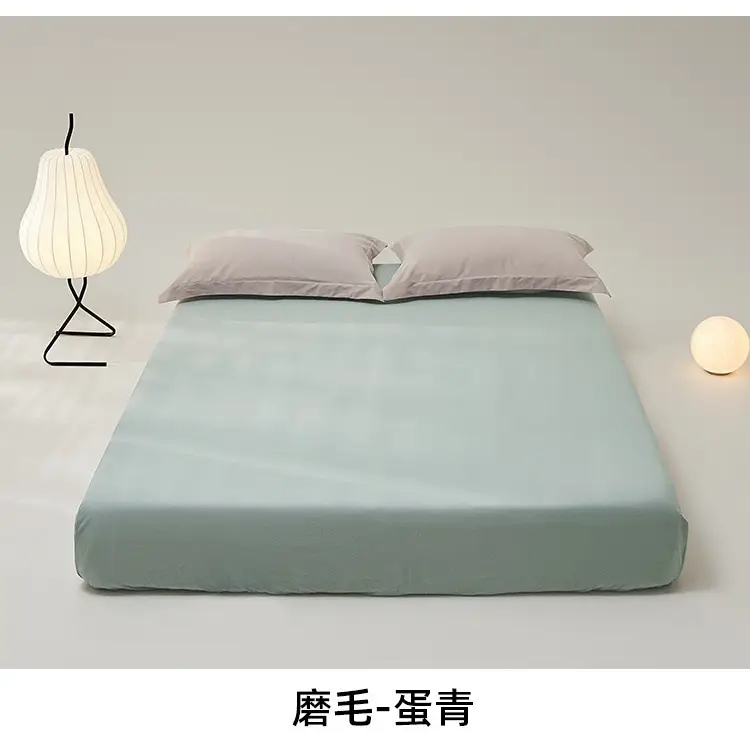 100 High-Thread-Count Long-Staple Cotton Fitted Sheet, Single Piece, Solid Color, Satin Pure Cotton Bed Cover, Three or Four Piece Set, Mattress Protector — feature 41