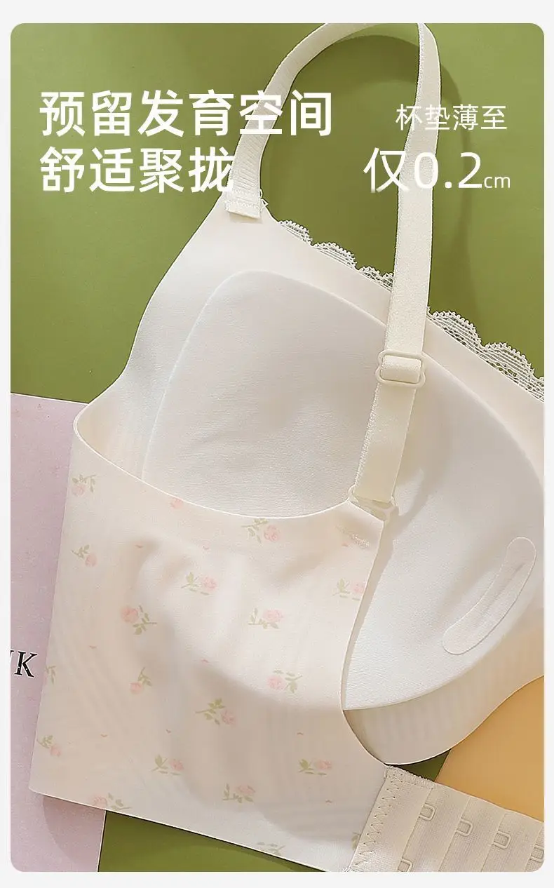 Girls' Bras for the Developmental Period, High School and College Students' Seamless Underwear, Small Chest Gathering, Comfortable, Wire-Free, Anti-Sagging Bra — feature 5