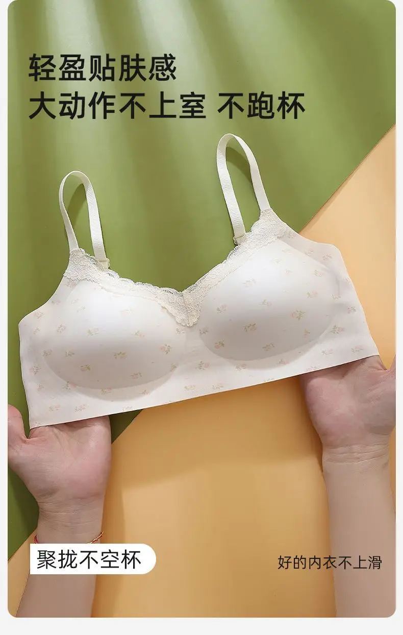Girls' Bras for the Developmental Period, High School and College Students' Seamless Underwear, Small Chest Gathering, Comfortable, Wire-Free, Anti-Sagging Bra — feature 8