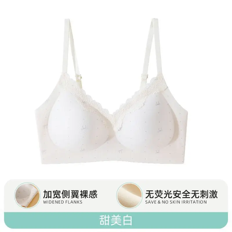 Girls' Bras for the Developmental Period, High School and College Students' Seamless Underwear, Small Chest Gathering, Comfortable, Wire-Free, Anti-Sagging Bra