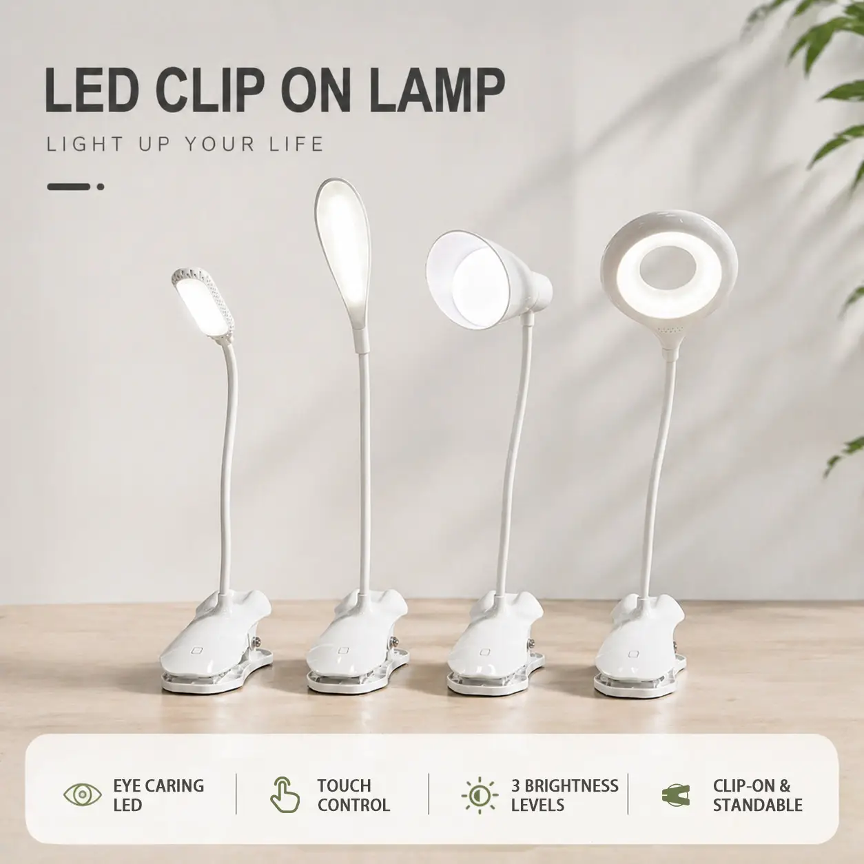 Dormitory Clip-On Eye Protection Lamp Work Study Desk Lamp Led Table Lamp USB Charging Bedroom Bedside Night Light Nightstand Lamp