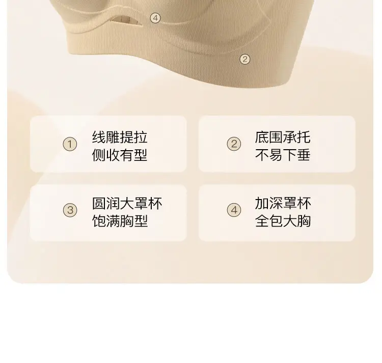 New Style Seamless Large Size Bra with Lift, No Underwire, Gathers and Prevents Sagging, Reduces Side Breasts, Makes Big Breasts Appear Smaller — feature 3