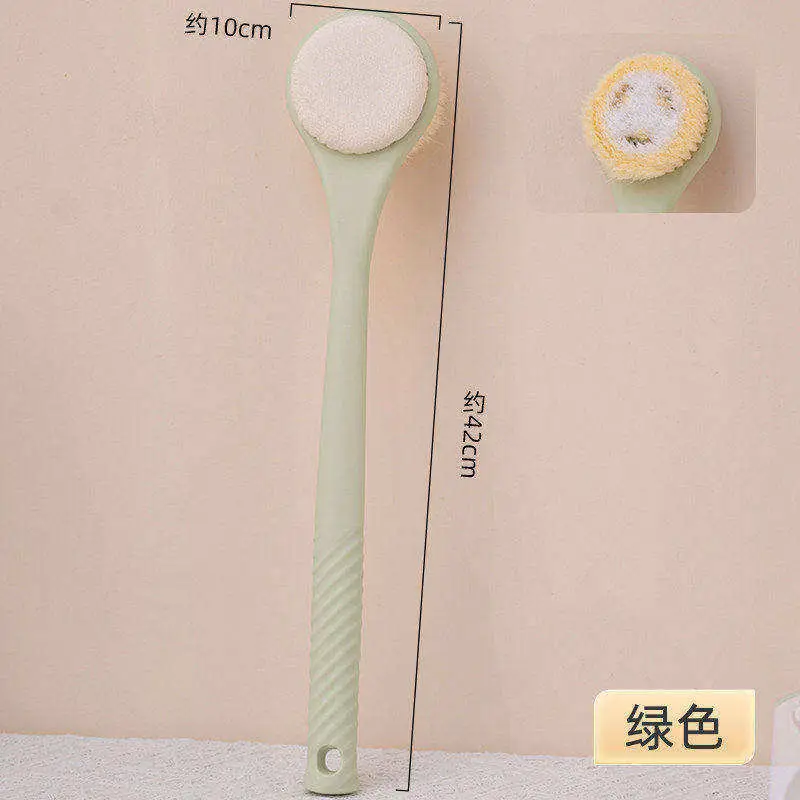 Double-Sided Bath Brush for Exfoliating and Scrubbing, Back Scrubber Tool, Self-Use Body Brush with Long Handle, Bath Towel Brush