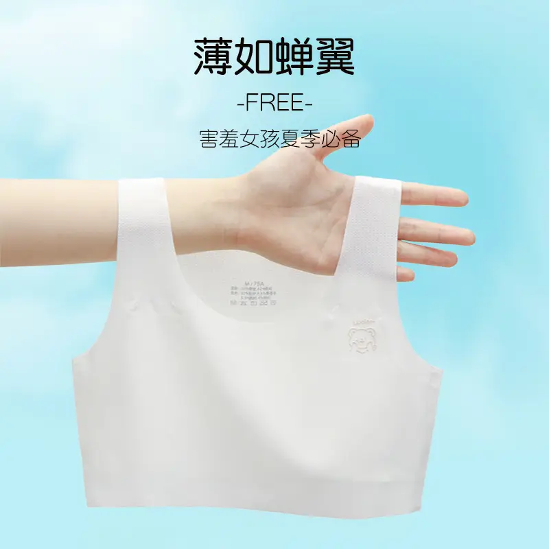 Summer Developmental Period Girls' Seamless Underwear, Girls' Bras for Junior High and Primary School Students, Lightweight and Breathable Children's Vests