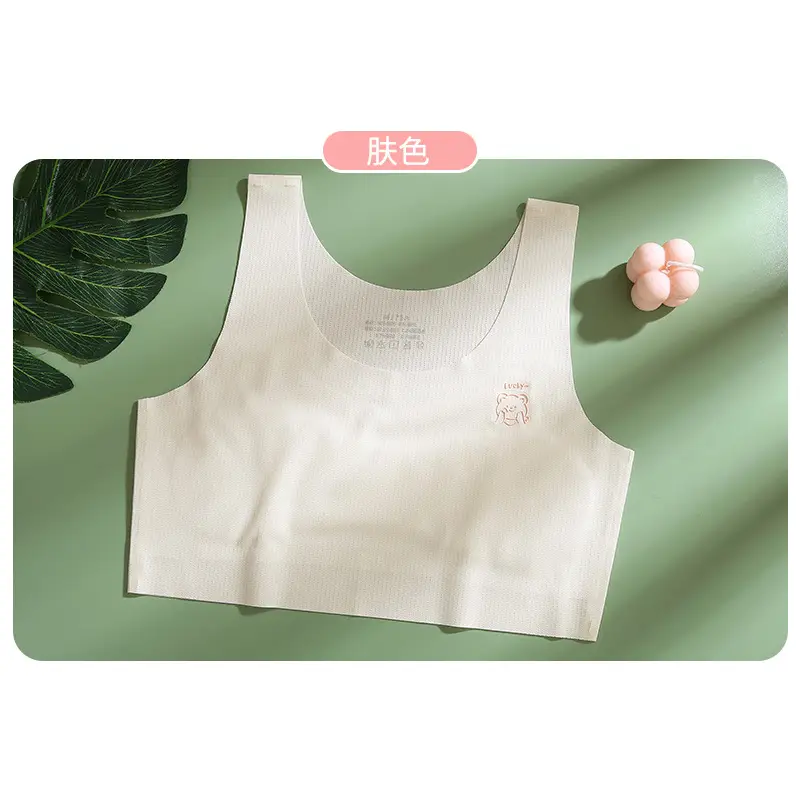 Summer Developmental Period Girls' Seamless Underwear, Girls' Bras for Junior High and Primary School Students, Lightweight and Breathable Children's Vests
