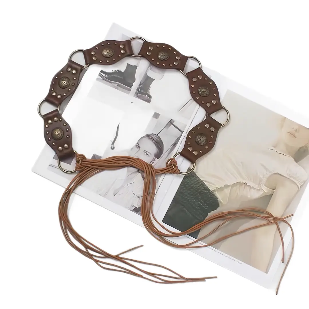 Bohemian Ethnic Style Waist Chain for Women, Niche Design Accessories, Western Cowboy Style Metal Pu Tassel Belt