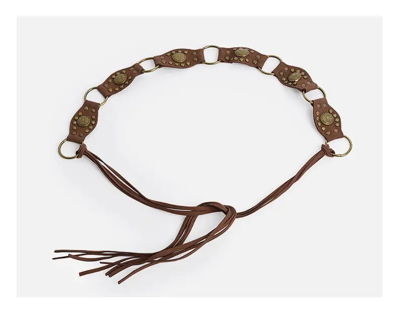 Bohemian Ethnic Style Waist Chain for Women, Niche Design Accessories, Western Cowboy Style Metal Pu Tassel Belt — feature 10
