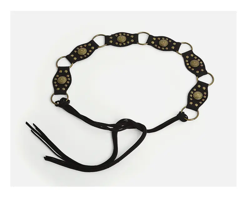 Bohemian Ethnic Style Waist Chain for Women, Niche Design Accessories, Western Cowboy Style Metal Pu Tassel Belt — feature 11