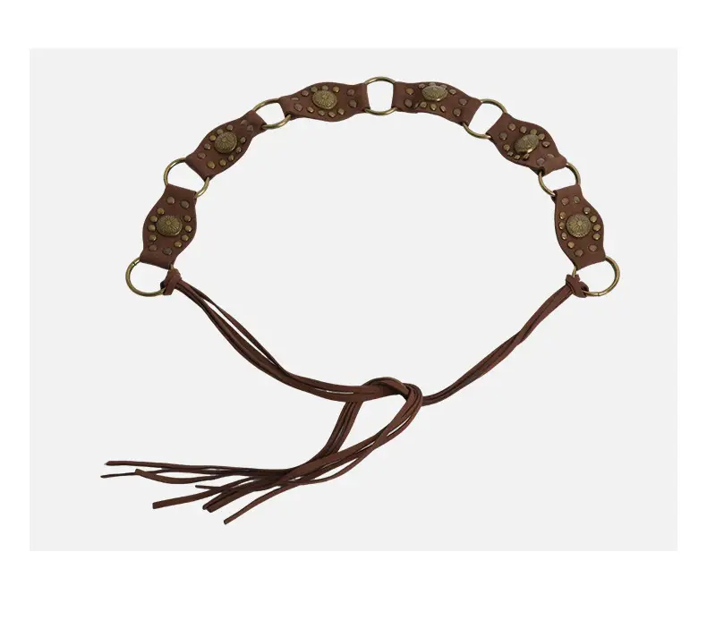 Bohemian Ethnic Style Waist Chain for Women, Niche Design Accessories, Western Cowboy Style Metal Pu Tassel Belt — feature 13