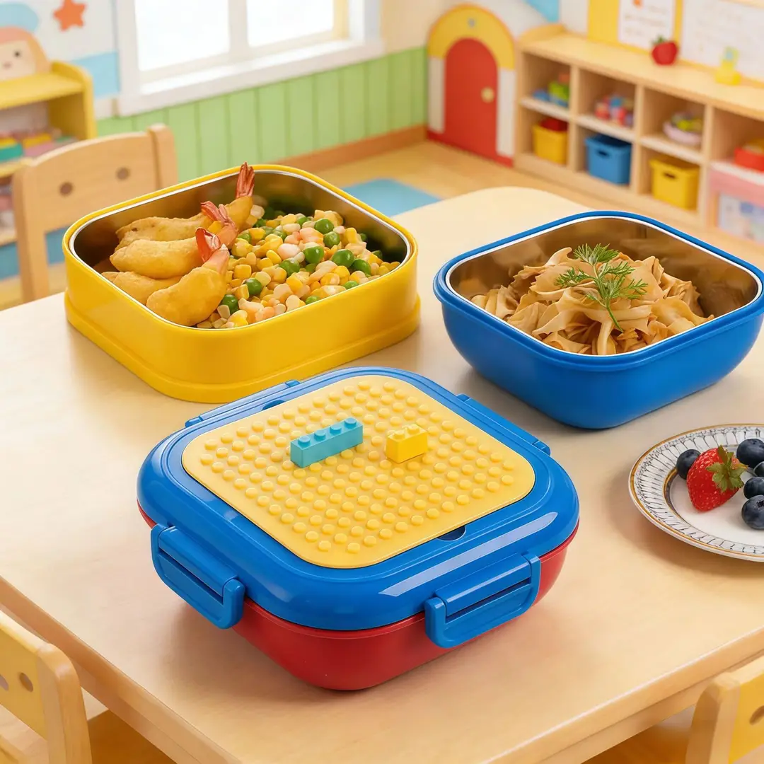 Creative DIY Pixel Building Blocks Children's Lunch Box Food-Grade 304 Stainless Steel Bento Box Microwave Heating