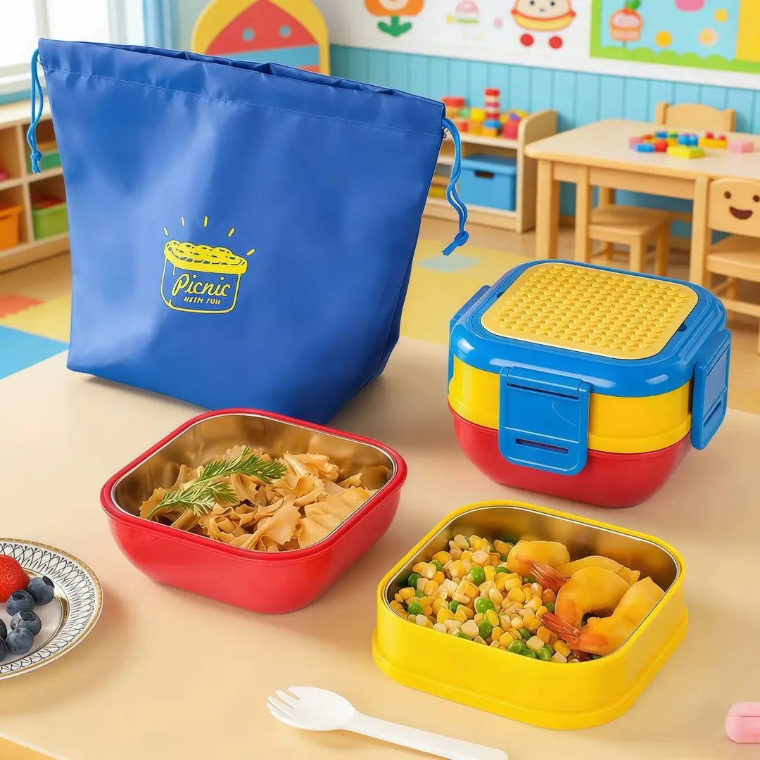 Creative DIY Pixel Building Blocks Children's Lunch Box Food-Grade 304 Stainless Steel Bento Box Microwave Heating