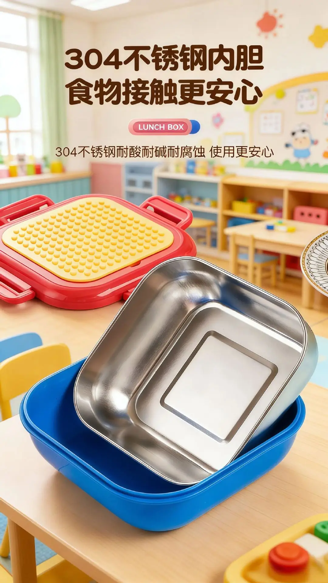 Creative DIY Pixel Building Blocks Children's Lunch Box Food-Grade 304 Stainless Steel Bento Box Microwave Heating — feature 15