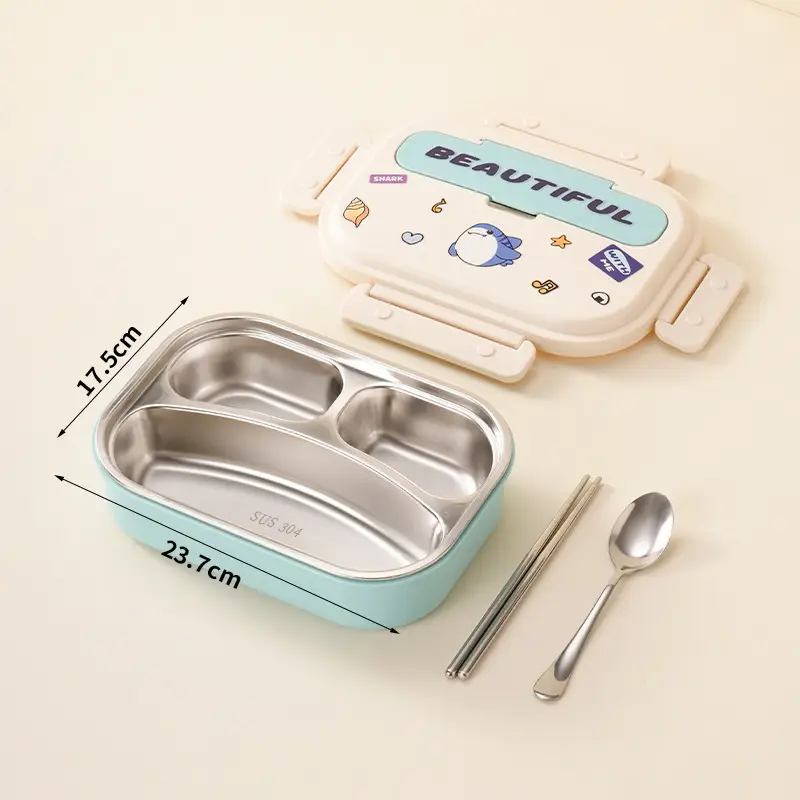 Lunch Box for Primary School Students, Portable, Leak-Proof, Insulated, Stainless Steel Lunch Box for Children, Microwaveable Bento Box