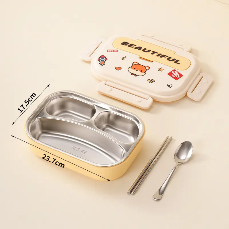 Lunch Box for Primary School Students, Portable, Leak-Proof, Insulated, Stainless Steel Lunch Box for Children, Microwaveable Bento Box