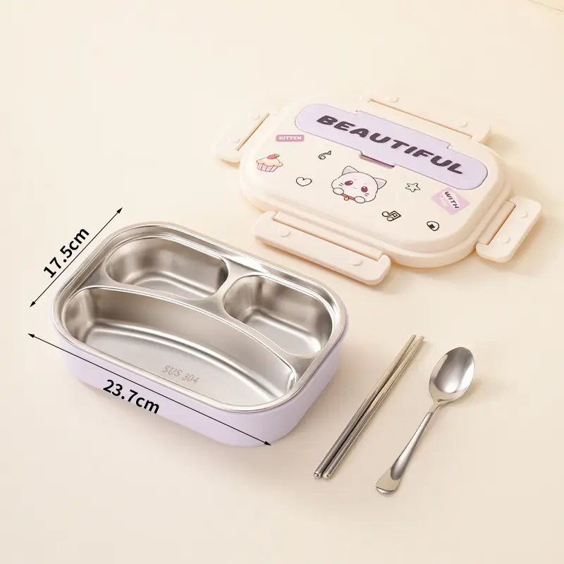 Lunch Box for Primary School Students, Portable, Leak-Proof, Insulated, Stainless Steel Lunch Box for Children, Microwaveable Bento Box