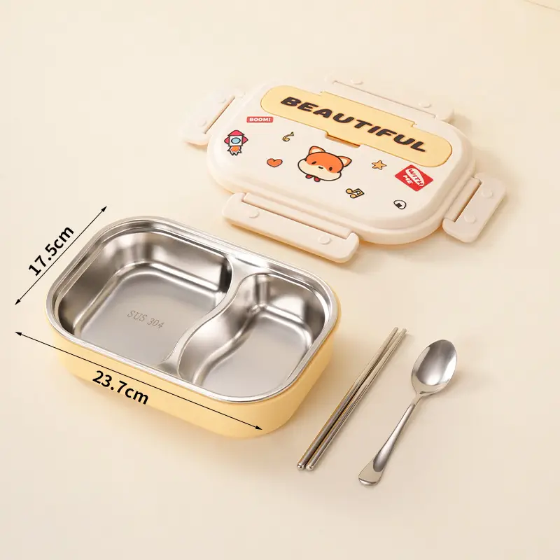 Lunch Box for Primary School Students, Portable, Leak-Proof, Insulated, Stainless Steel Lunch Box for Children, Microwaveable Bento Box