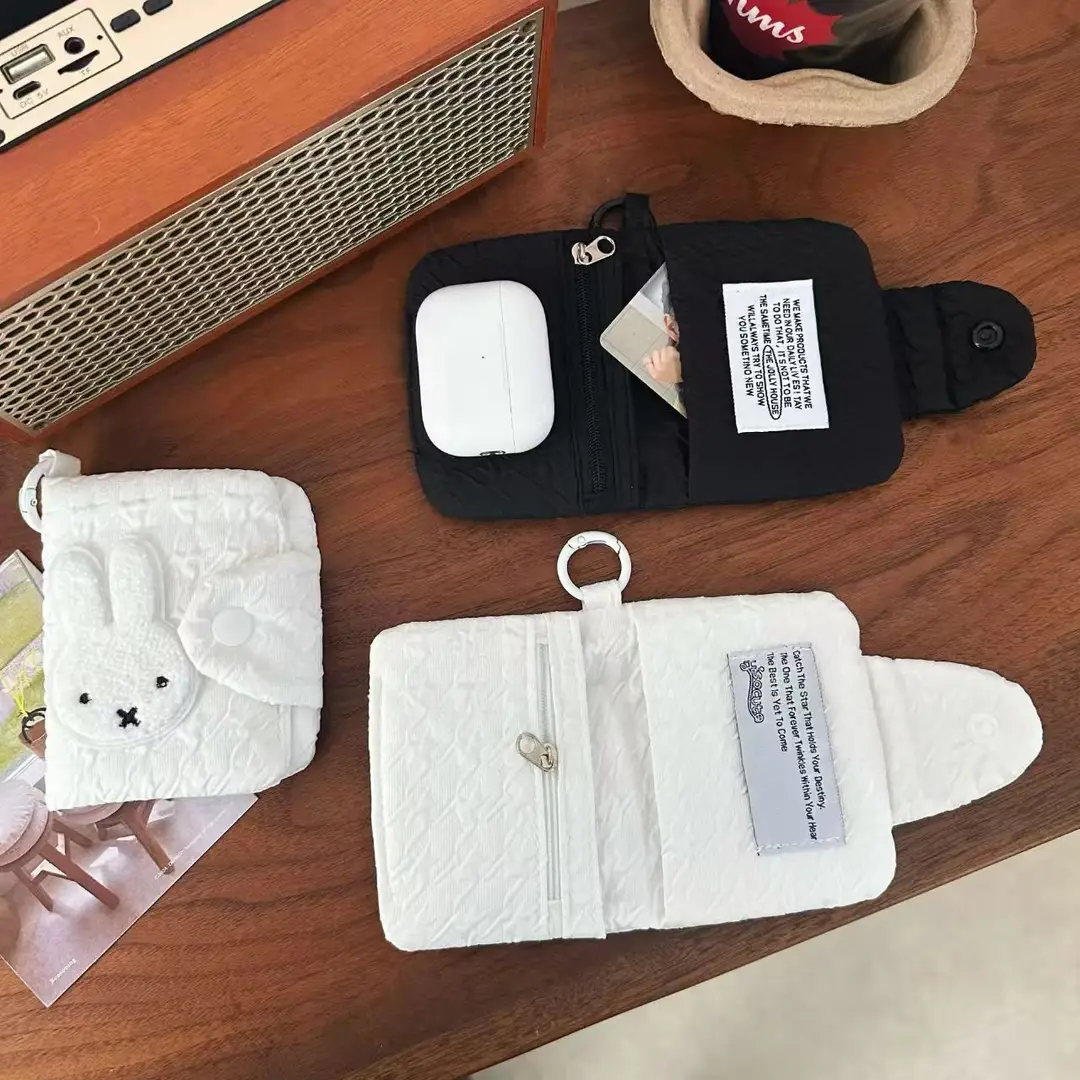 Japanese-Style Cute Rabbit Id Card Holder, Simple Portable Multi-Layer Card Case, Multifunctional Large-Capacity Coin Purse
