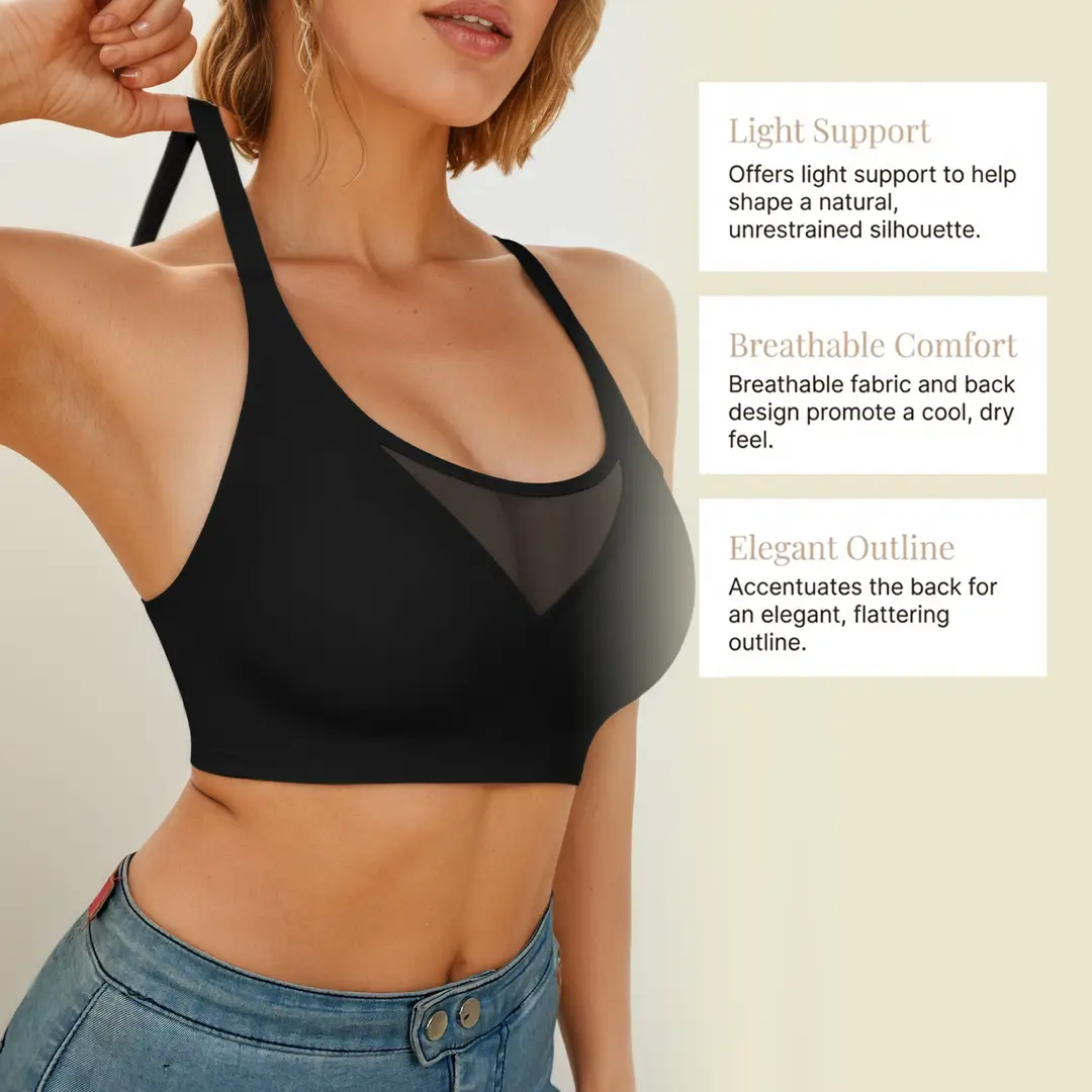 Zeriluna Breathable Mesh Sexy Bra, Soft, Comfortable, Gentle Support, No Underwire, Skin-Friendly and Breathable — feature 14