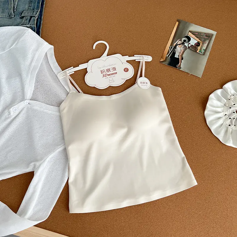 New Style Invisible Seamless Beauty Back Camisole for Women with Chest Pads, Suitable for Wearing Inside or Outside, Slim Fit Sleeveless Base Layer