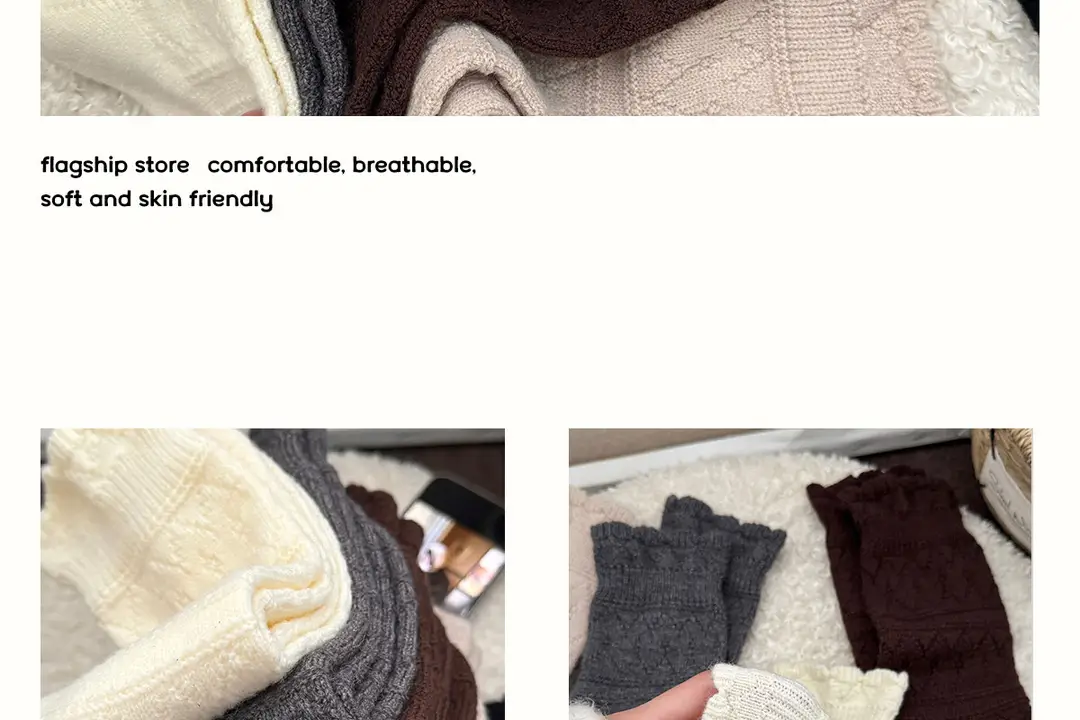 Milky White Socks for Women, Autumn and Winter Style, Mid-Calf Socks, Thickened and Warm Wool Socks, Suitable for Winter Wear with Birkenstock Shoes, Lace Ruffle Socks — feature 13