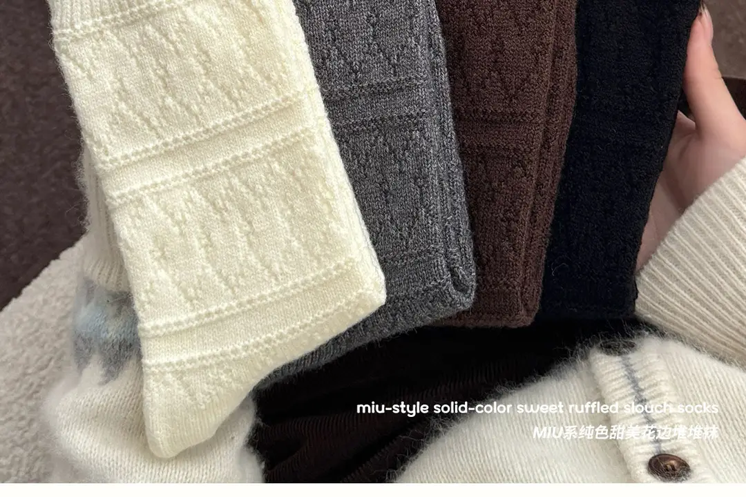 Milky White Socks for Women, Autumn and Winter Style, Mid-Calf Socks, Thickened and Warm Wool Socks, Suitable for Winter Wear with Birkenstock Shoes, Lace Ruffle Socks — feature 4